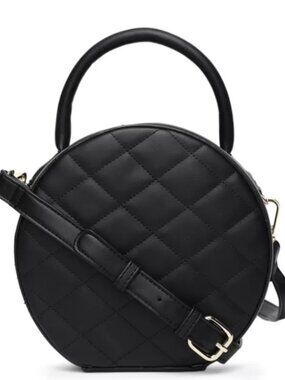 Forever 21 Quilted Round Crossbody Bag Black